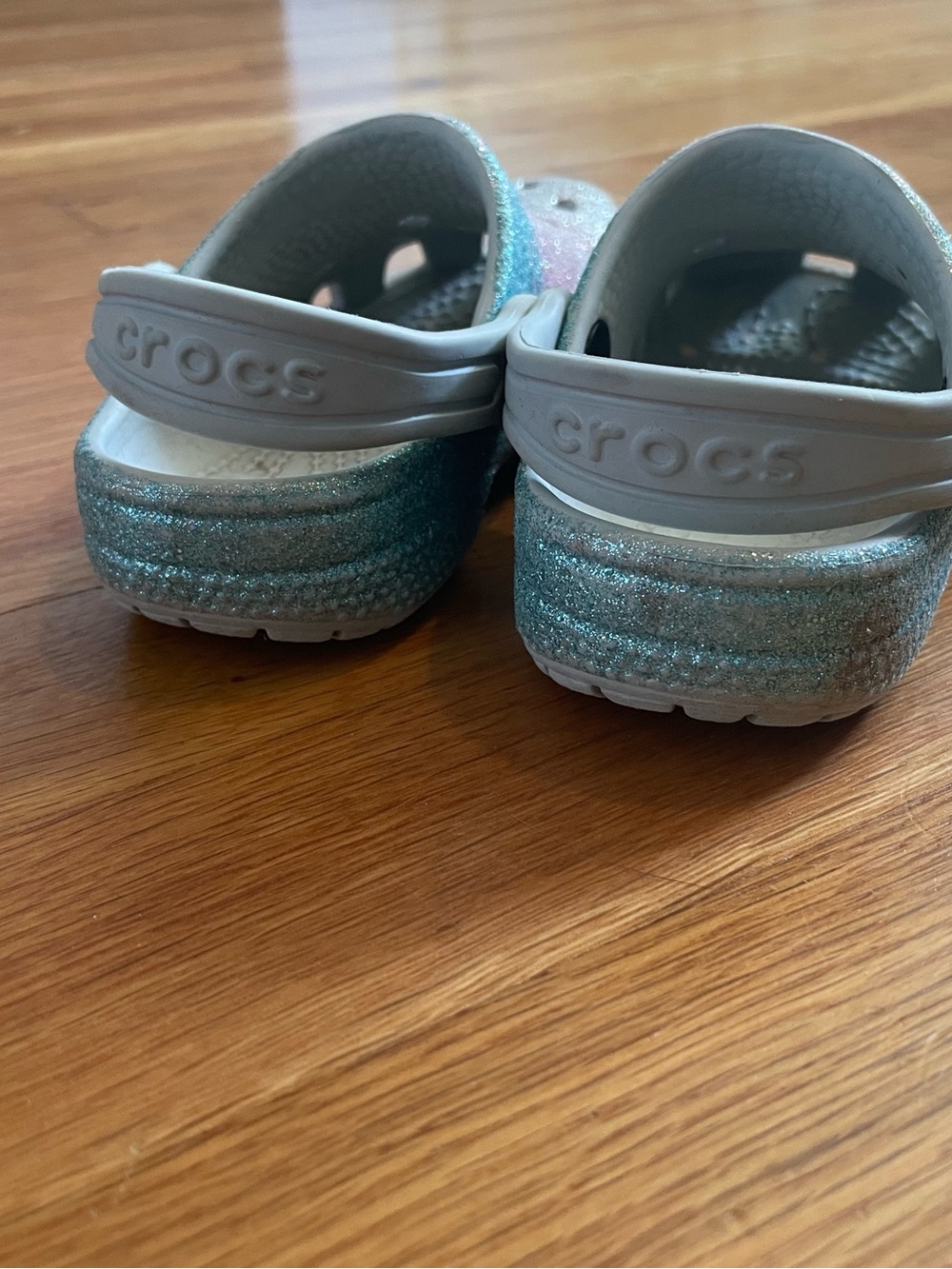 CROCS Kids Glitter Ombre Clogs in Pink and Blue - Picture 3 of 5